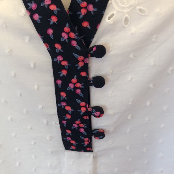 Matilda Jane White Eyelit Top with Black V-Neck - Picture 3 of 10